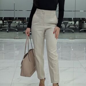 Zara high waisted dress pants in oyster white/cream
